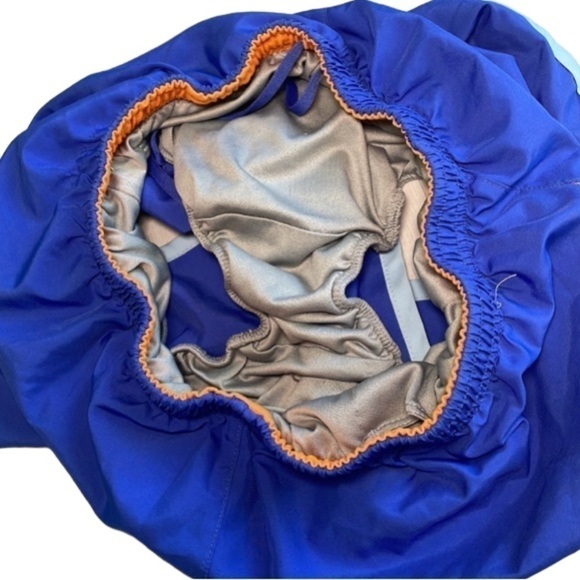 NIKE | WOMENS NIKE LINED PURPLE-BLUE & NEON ORANGE DRAWSTRING SHORTS, SIZE XS - Picture 5 of 5